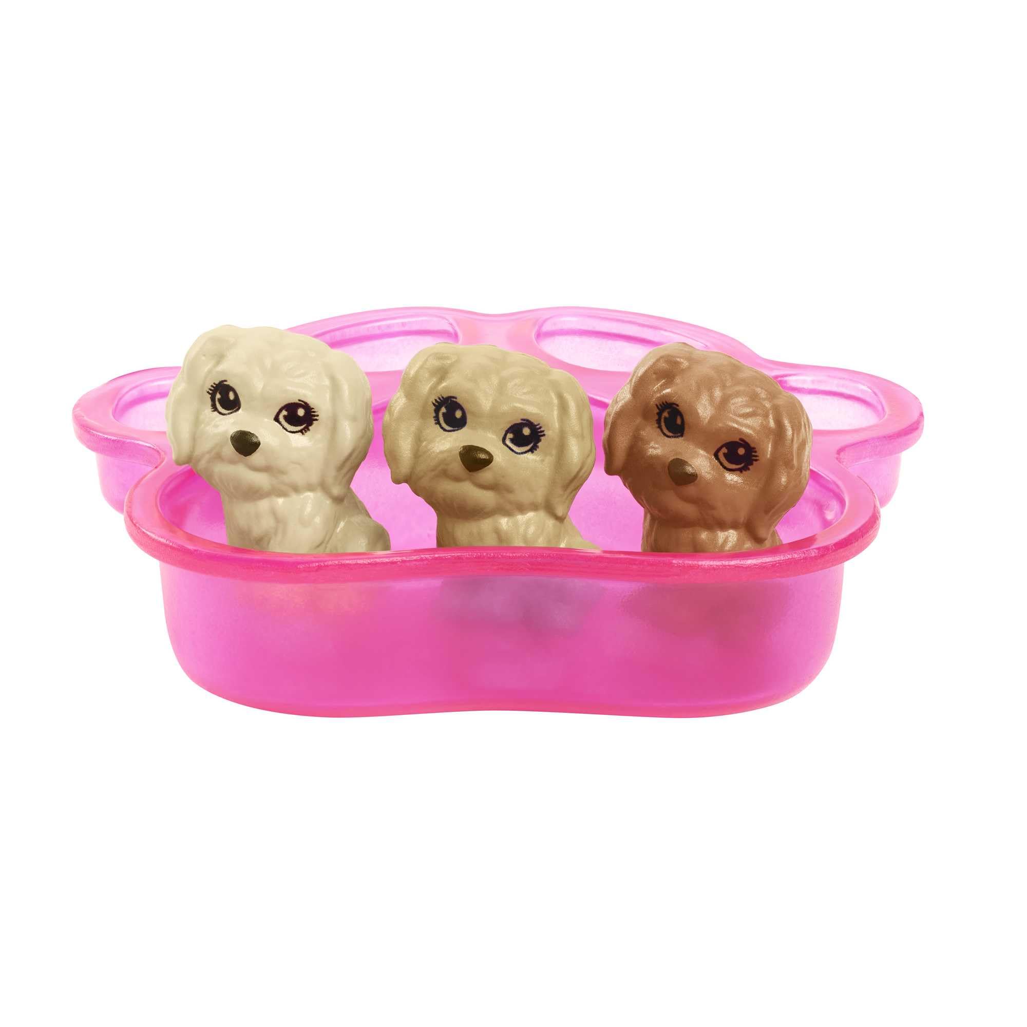 Barbie puppy carrier keeps pups secure for on-the-go adventures.