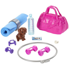Barbie pink gym bag and accessories for organized on-the-go play