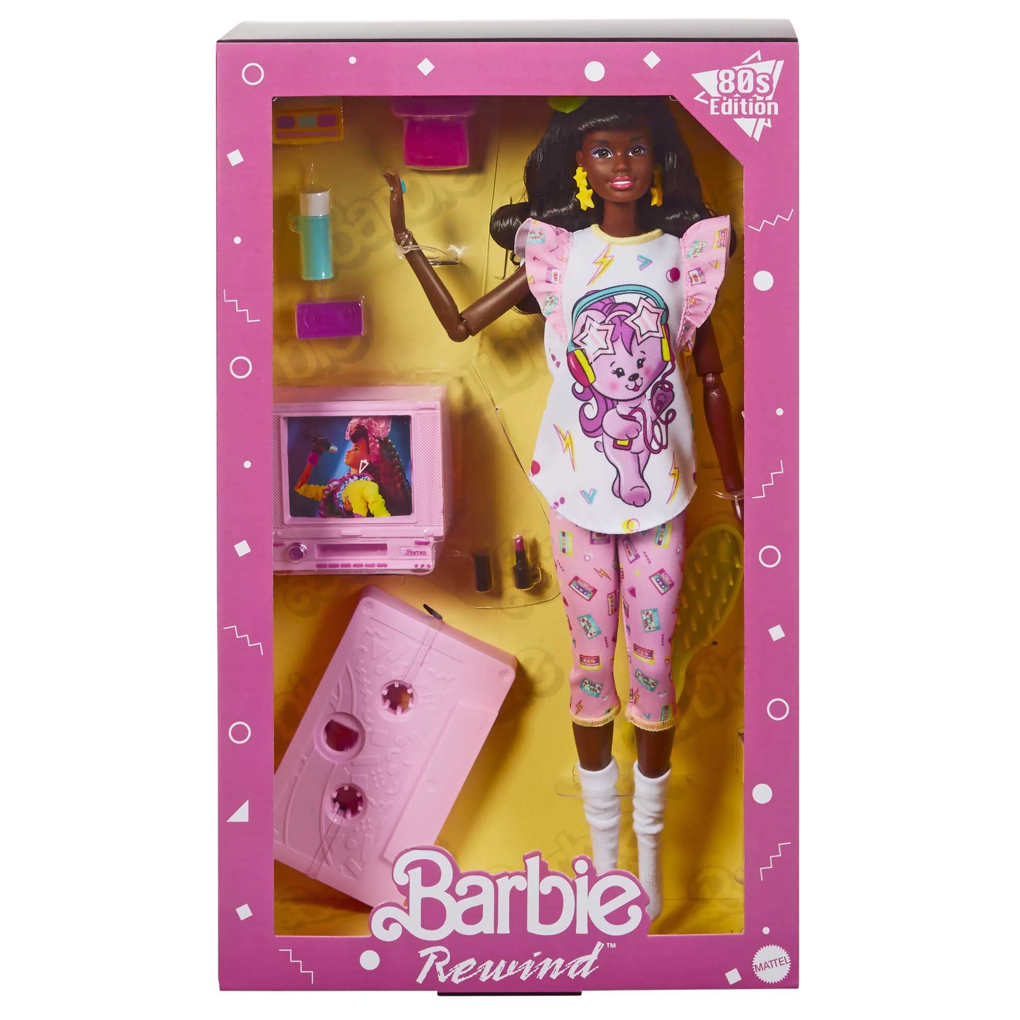 Barbie Rewind doll cassette stand as a period-accurate accessory