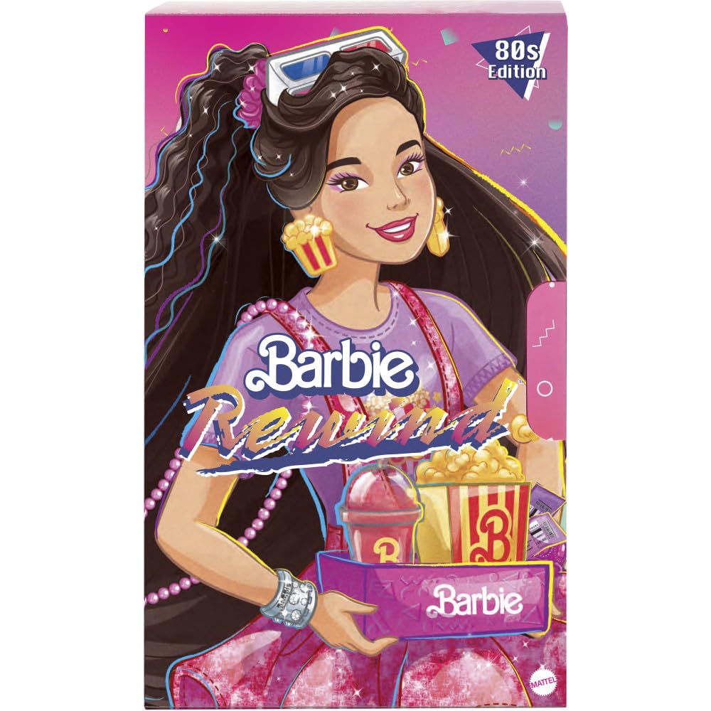 Barbie Rewind doll VHS packaging enhances vintage-themed display appeal.