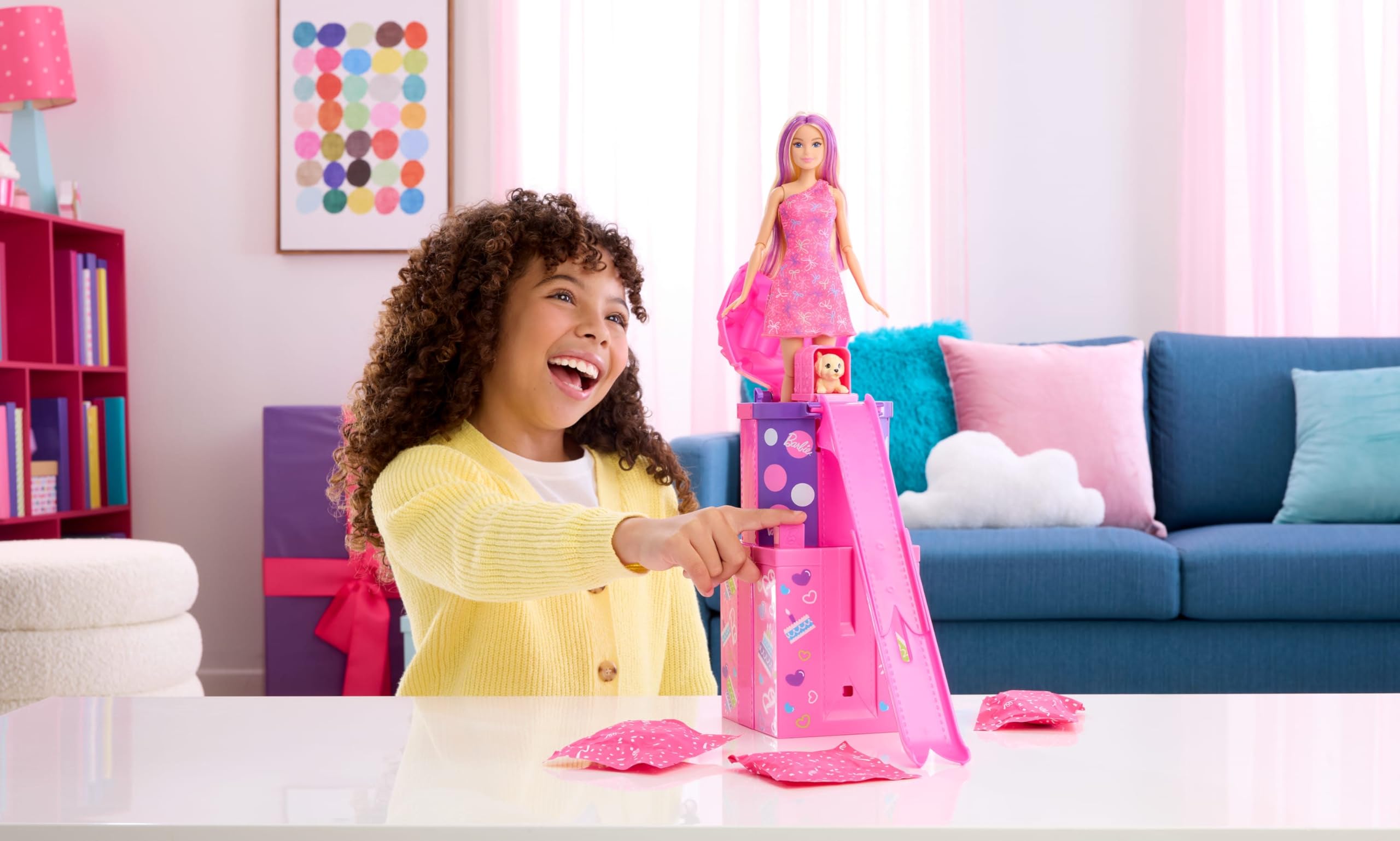 Barbie Rise & Surprise doll hair color-change feature with water