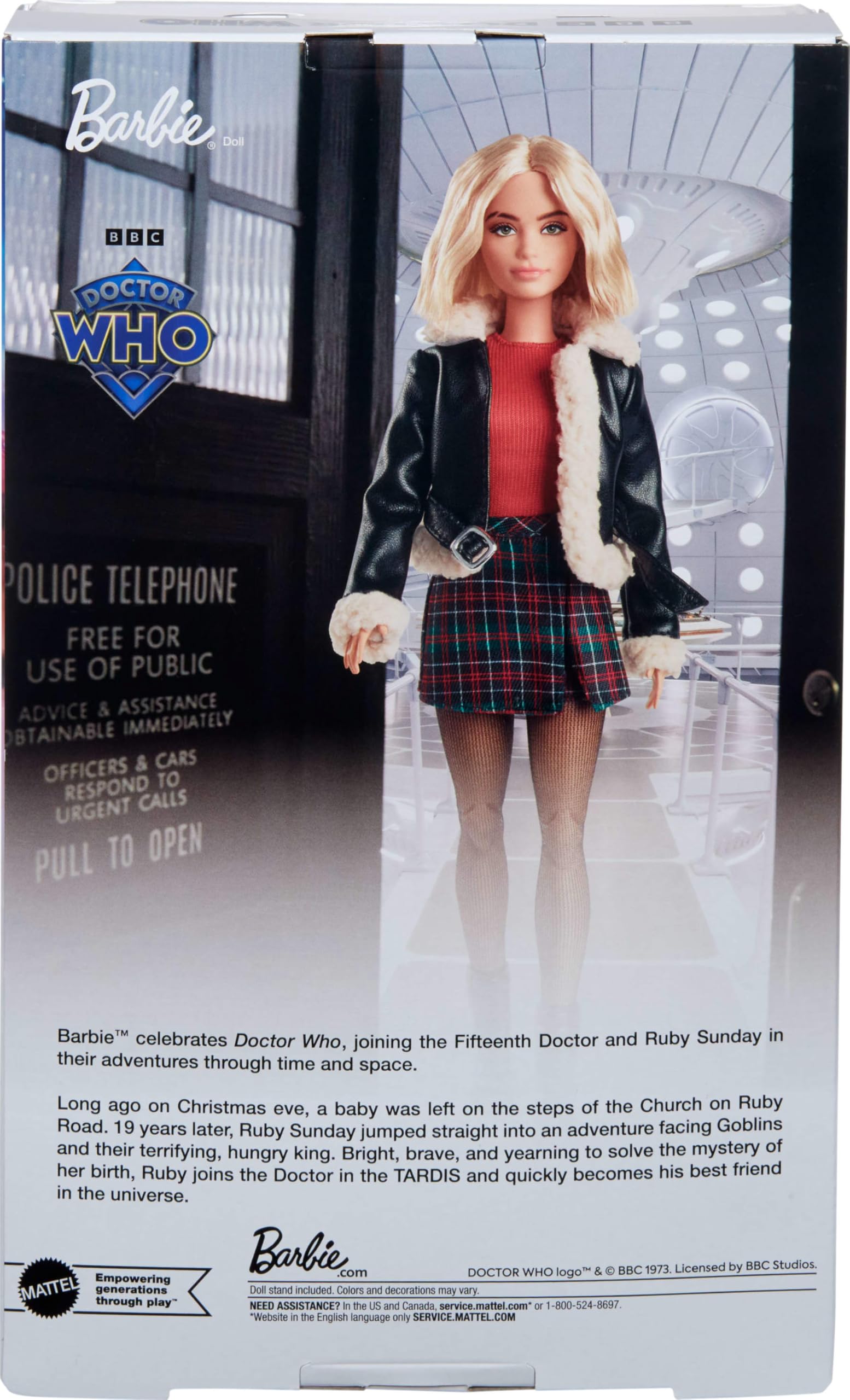 Barbie Ruby Sunday packaging and display suitable for Doctor Who fans.