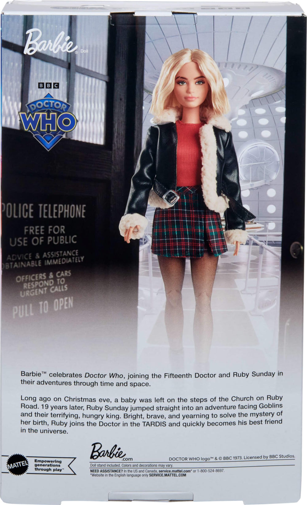 Barbie Ruby Sunday packaging and display suitable for Doctor Who fans.