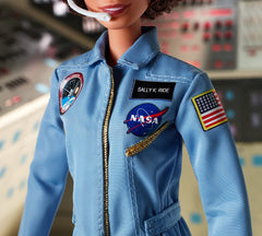 Barbie Sally Ride doll wearing headset accessory for imaginative space mission play