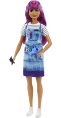 Barbie salon stylist doll with purple hair inspires imaginative hairstyling play