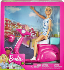 Barbie scooter handlebars with clips to secure hands during play