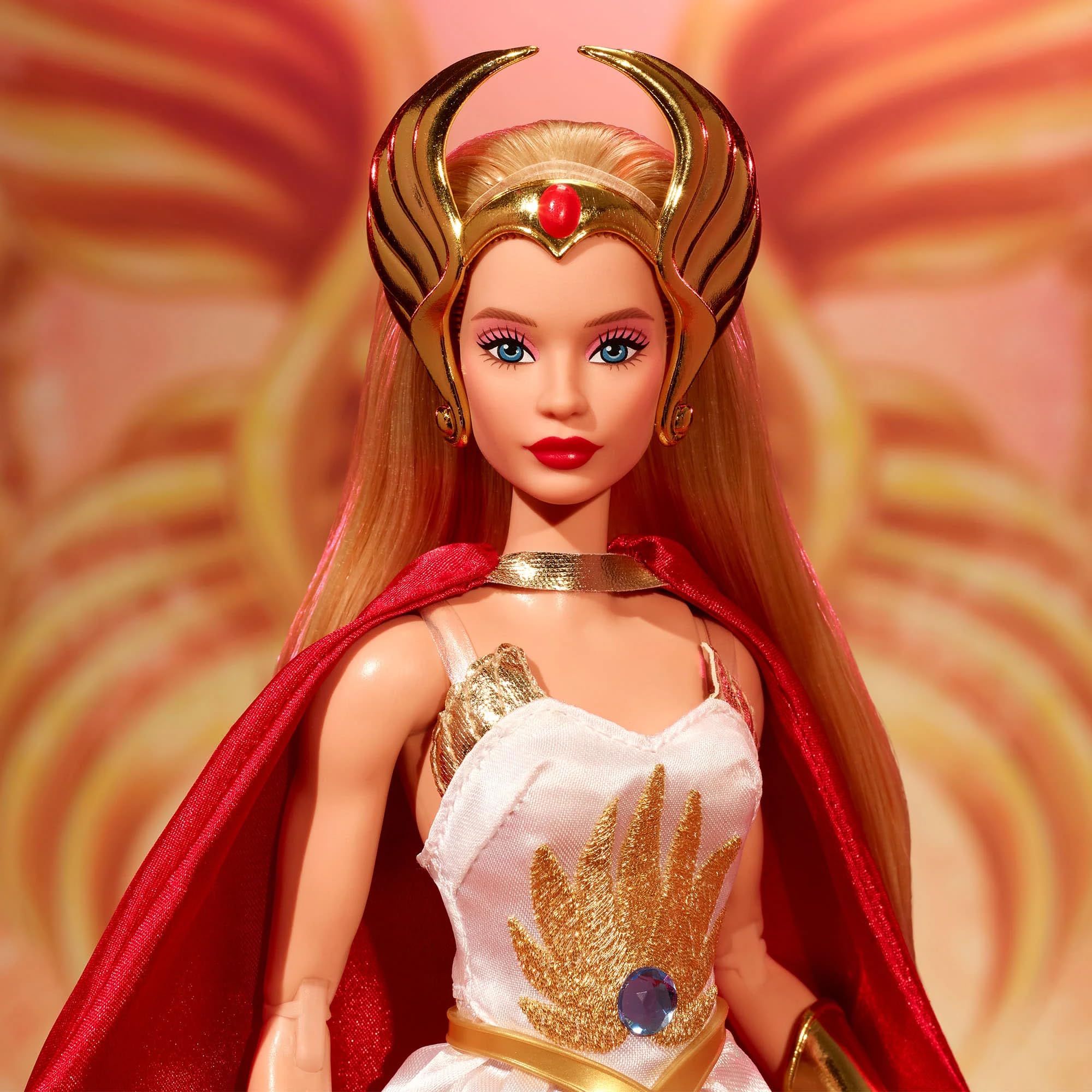 Barbie She-Ra sword detail showcases iconic weapon and heroic pose potential.