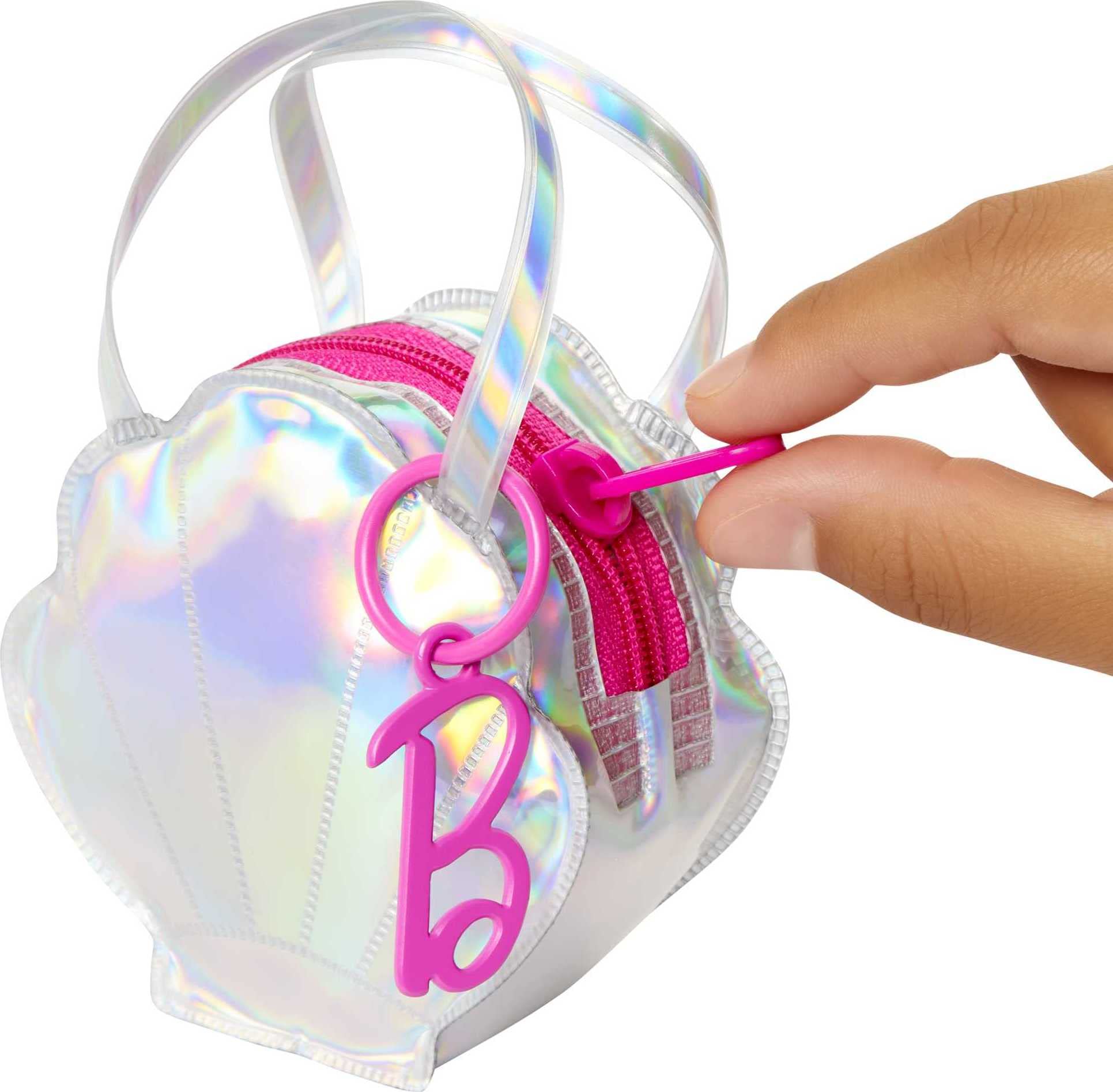 Barbie shell-shaped purse with clip adds portable storage to playtime