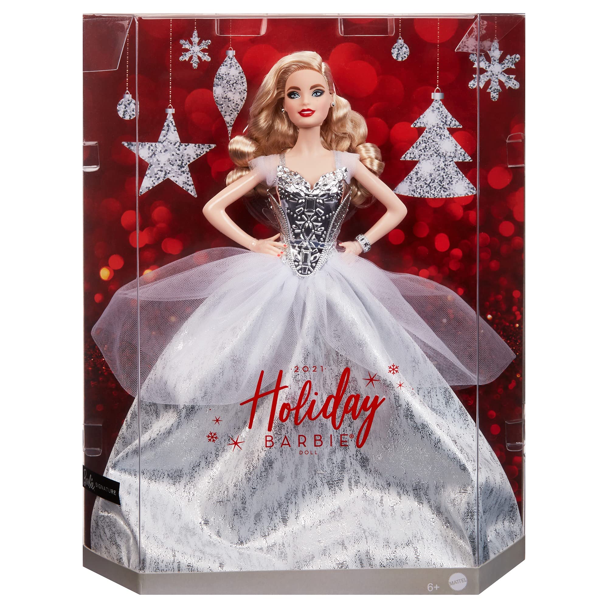 Barbie Signature 2021 Holiday doll long blonde hair in sleek waves