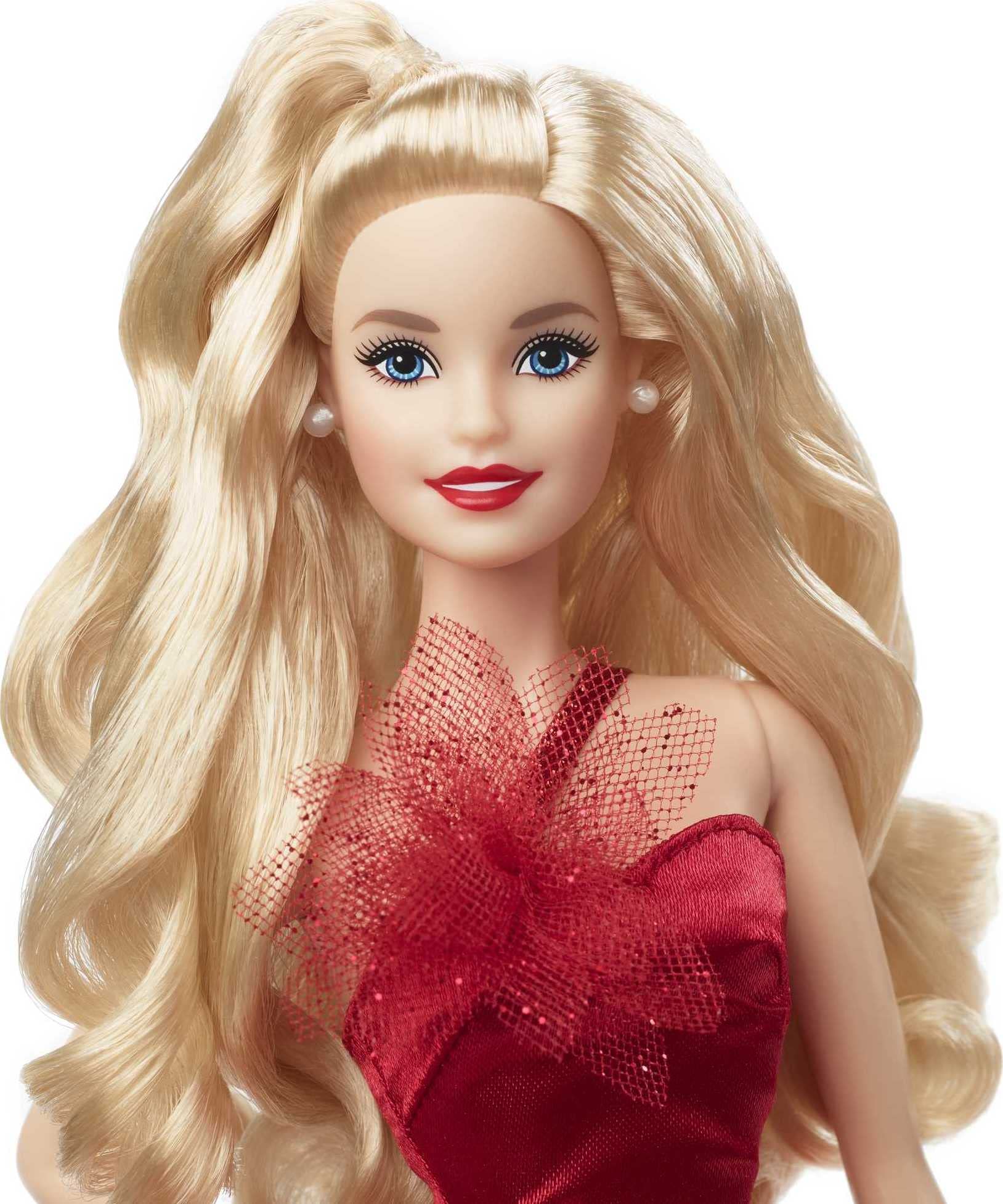 Barbie Signature 2022 Holiday Doll full skirt with tulle and satin petals for dramatic flair