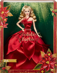 Barbie Signature 2022 Holiday Doll packaging shows stand and Certificate of Authenticity