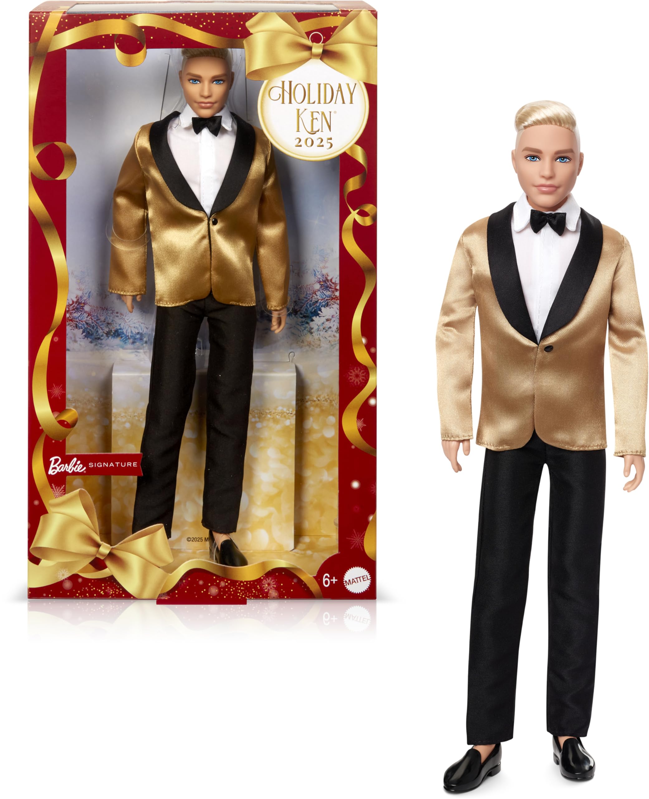 Barbie Signature 2025 Holiday Ken doll in display packaging for collectors.