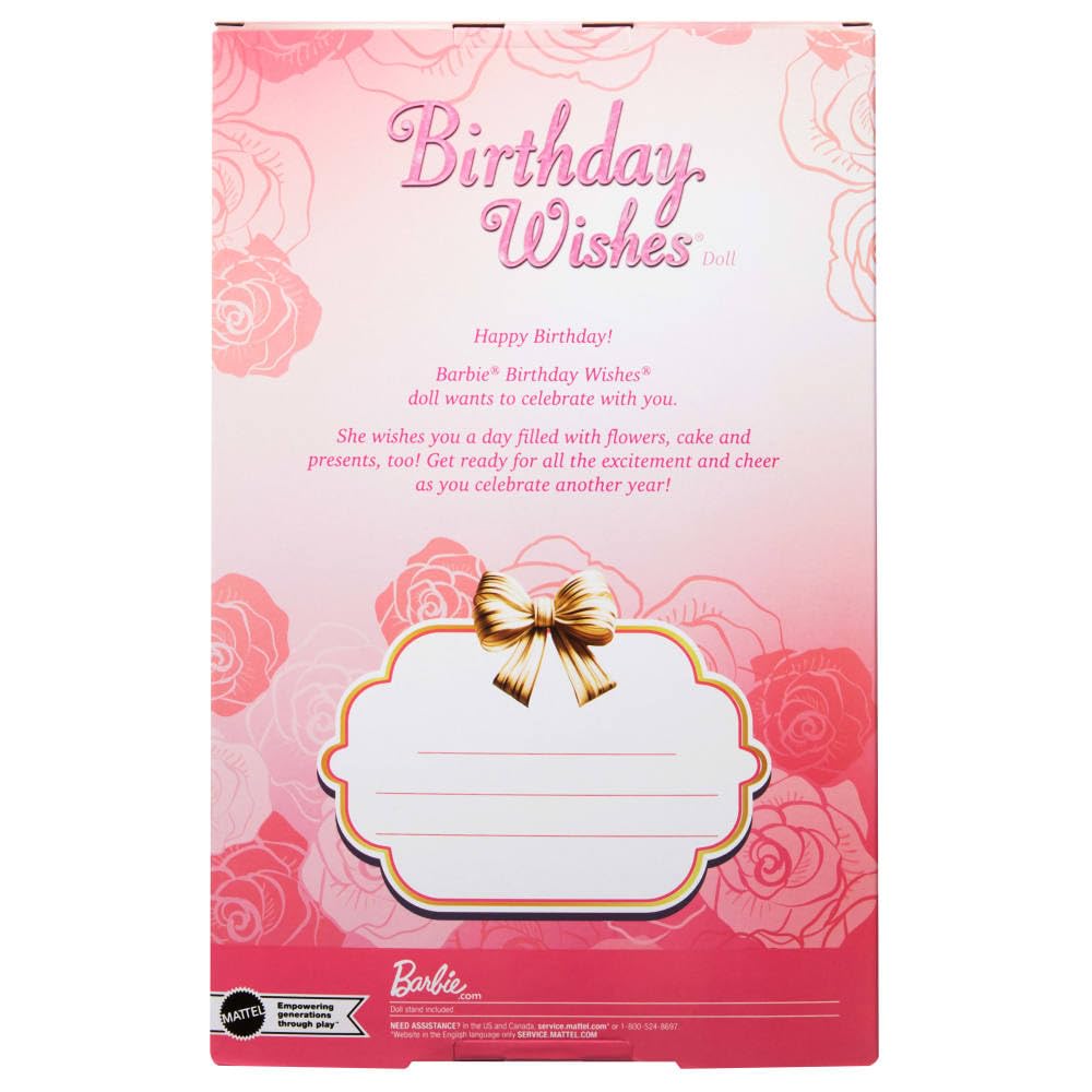 Barbie Signature Birthday Wishes packaging note space enables personalized messages.