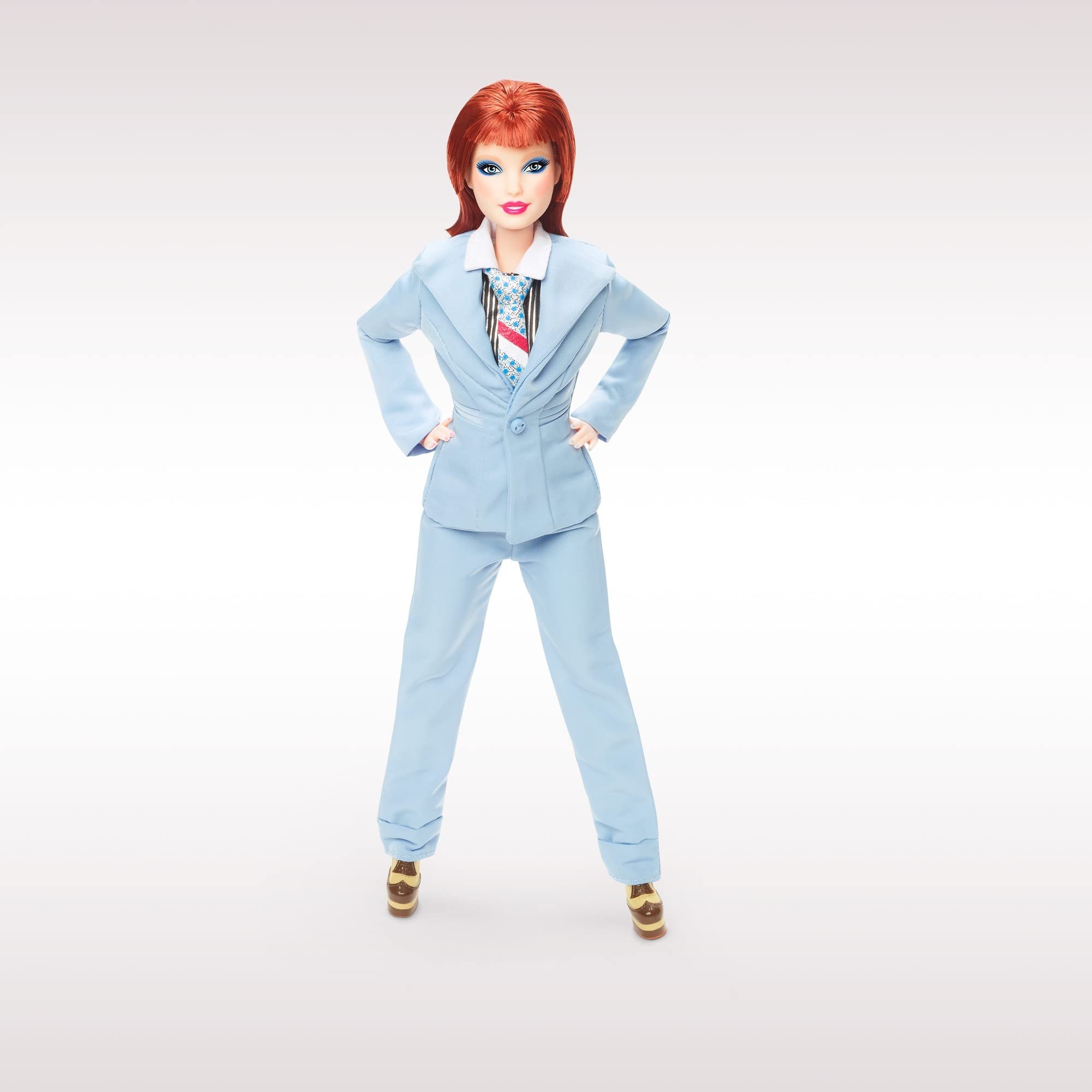 Barbie Signature David Bowie doll with foil-striped shirt detail for authentic styling