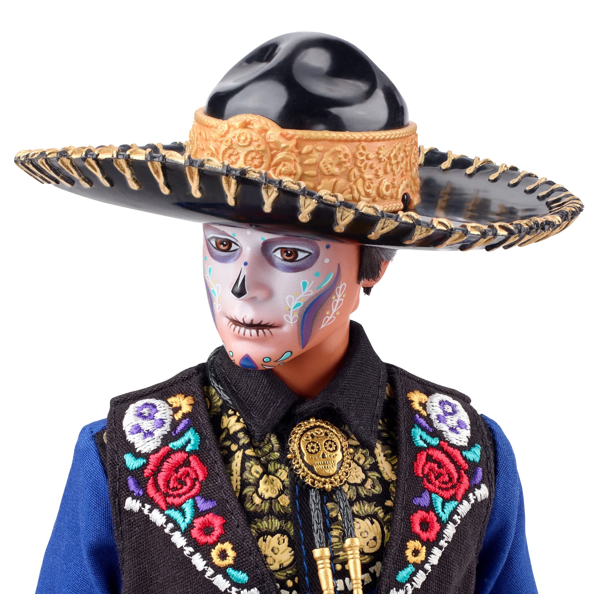 Barbie Signature Día De Muertos Ken with sombrero and golden band, ideal for gifting