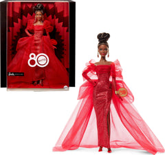 Barbie Signature Doll in glittery red gown, ideal for collectible display.