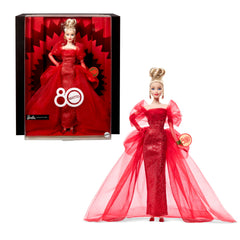 Barbie Signature doll in glittery red gown ideal for collectors and display.