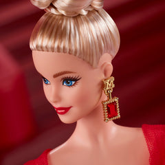 Barbie Signature doll wears sheer gloves and black nails for dramatic elegance.