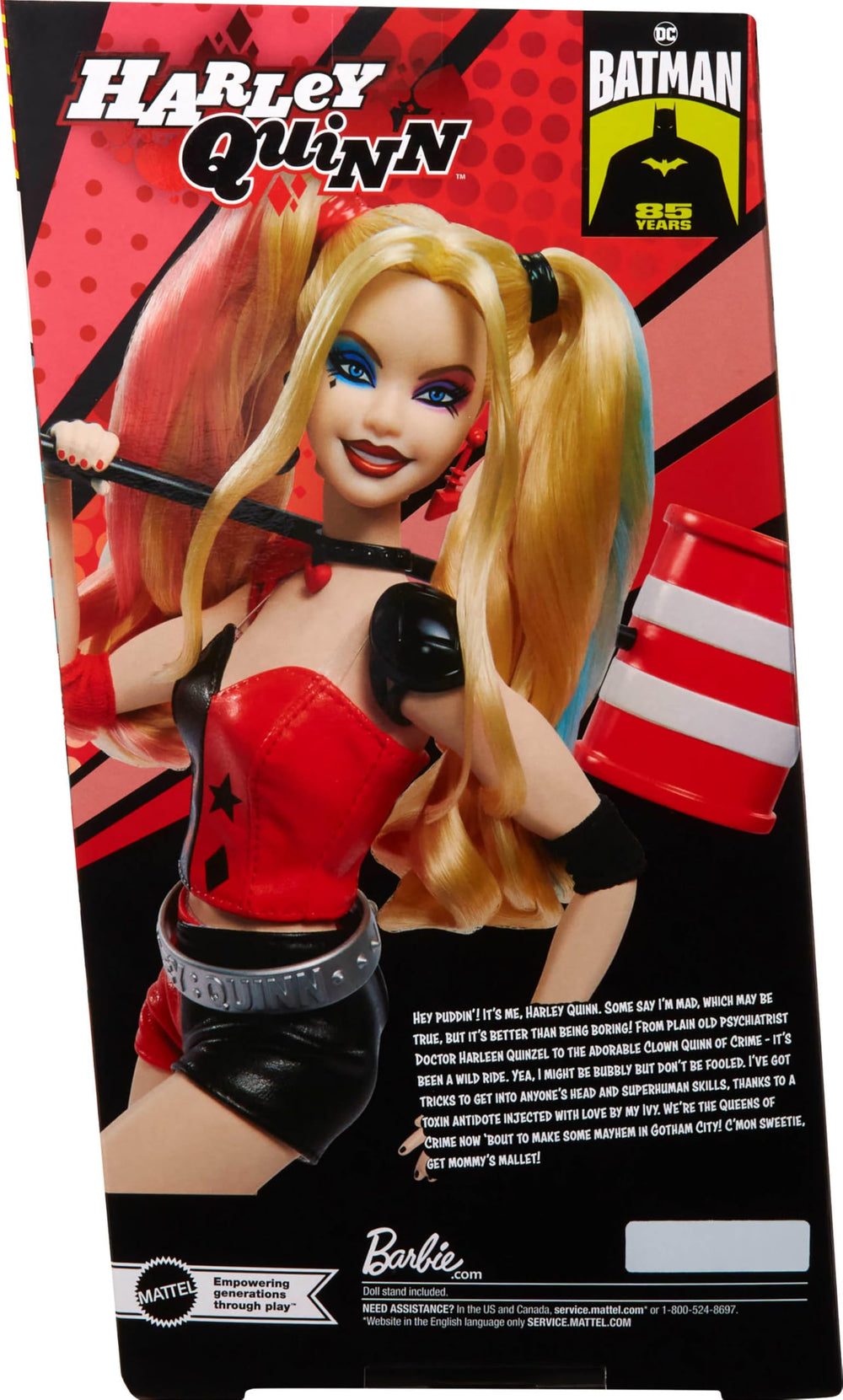 Barbie Signature Harley Quinn packaging showcasing the 85th anniversary edition design