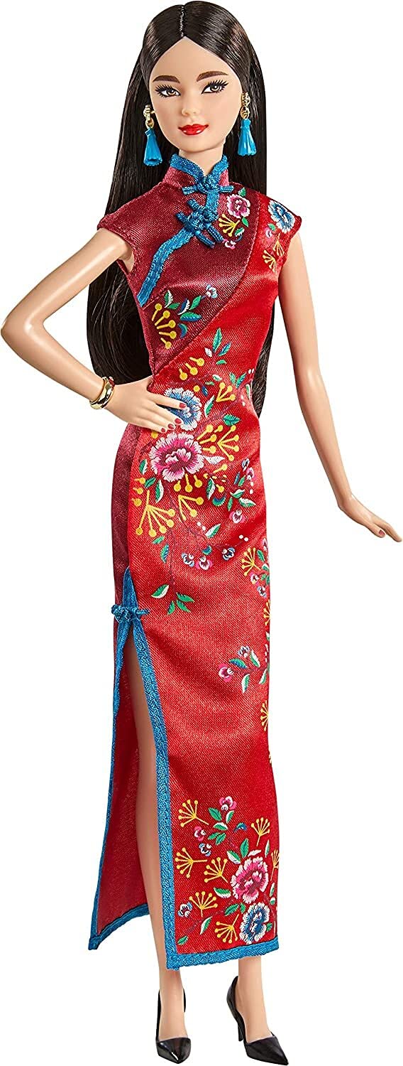 Barbie Signature Lunar New Year doll in red cheongsam ideal for display and gifting to collectors.