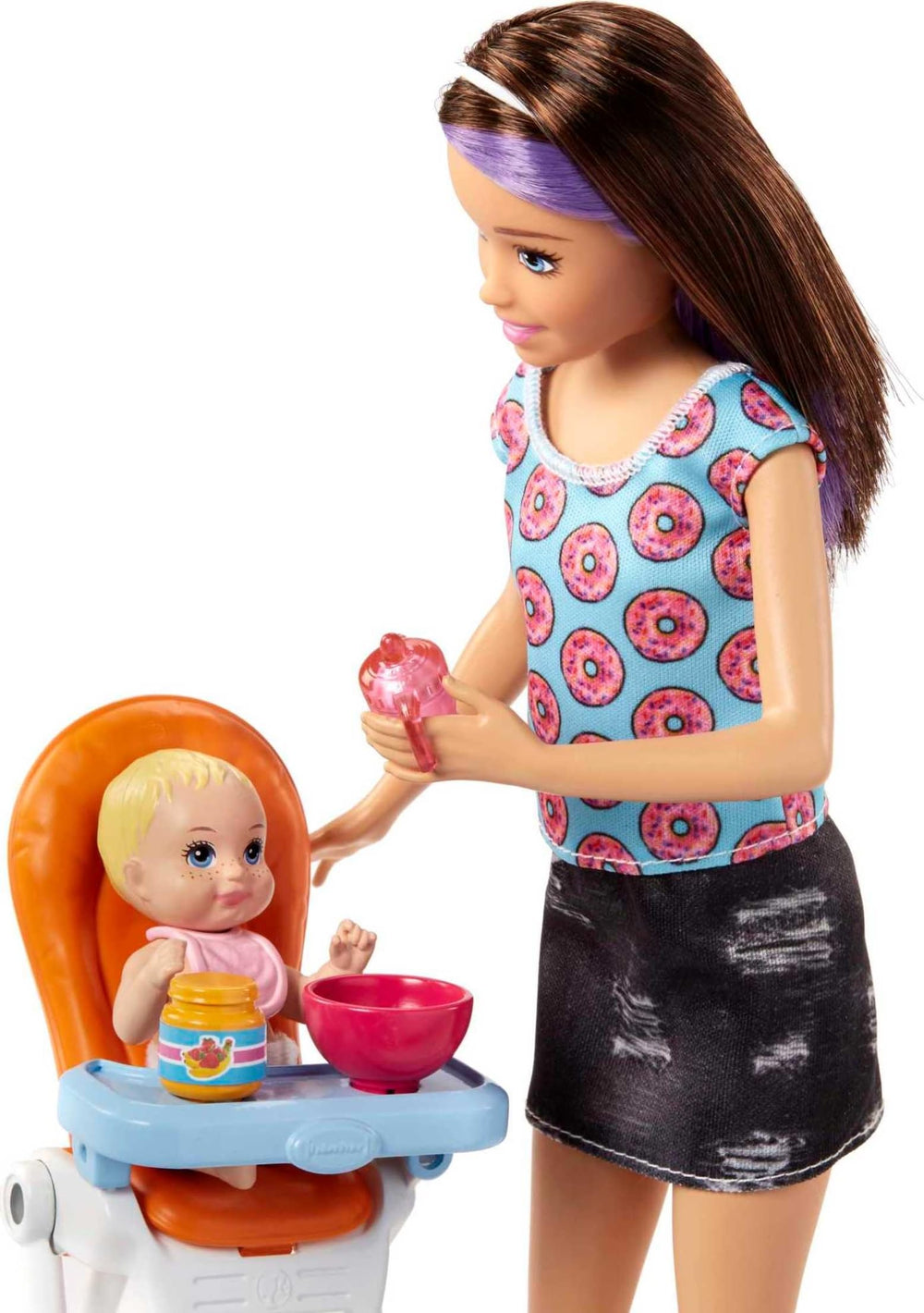 Barbie Skippers Babysitters Inc crib with spinning mobile supports soothing pretend naps