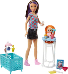 Barbie Skippers Babysitters Inc dolls set front view for imaginative babysitting play