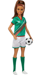 Barbie soccer doll brunette ponytail for storytelling on the field