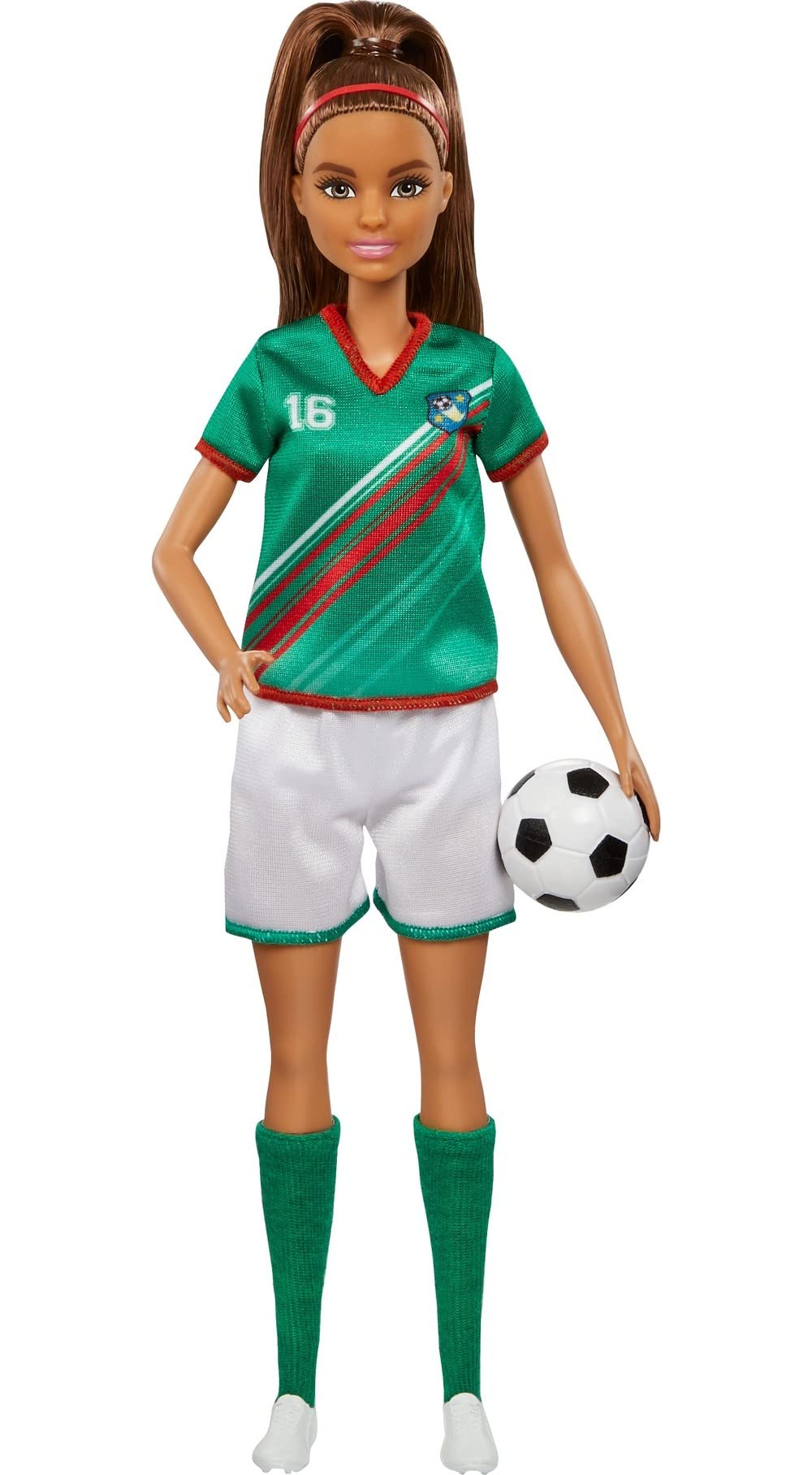 Barbie soccer doll wearing uniform 16 ready for imaginative sports play
