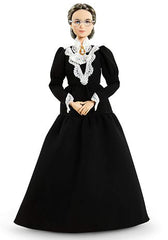 Barbie Susan B. Anthony doll in dress and cameo brooch, ideal for elegant display and educational moments.