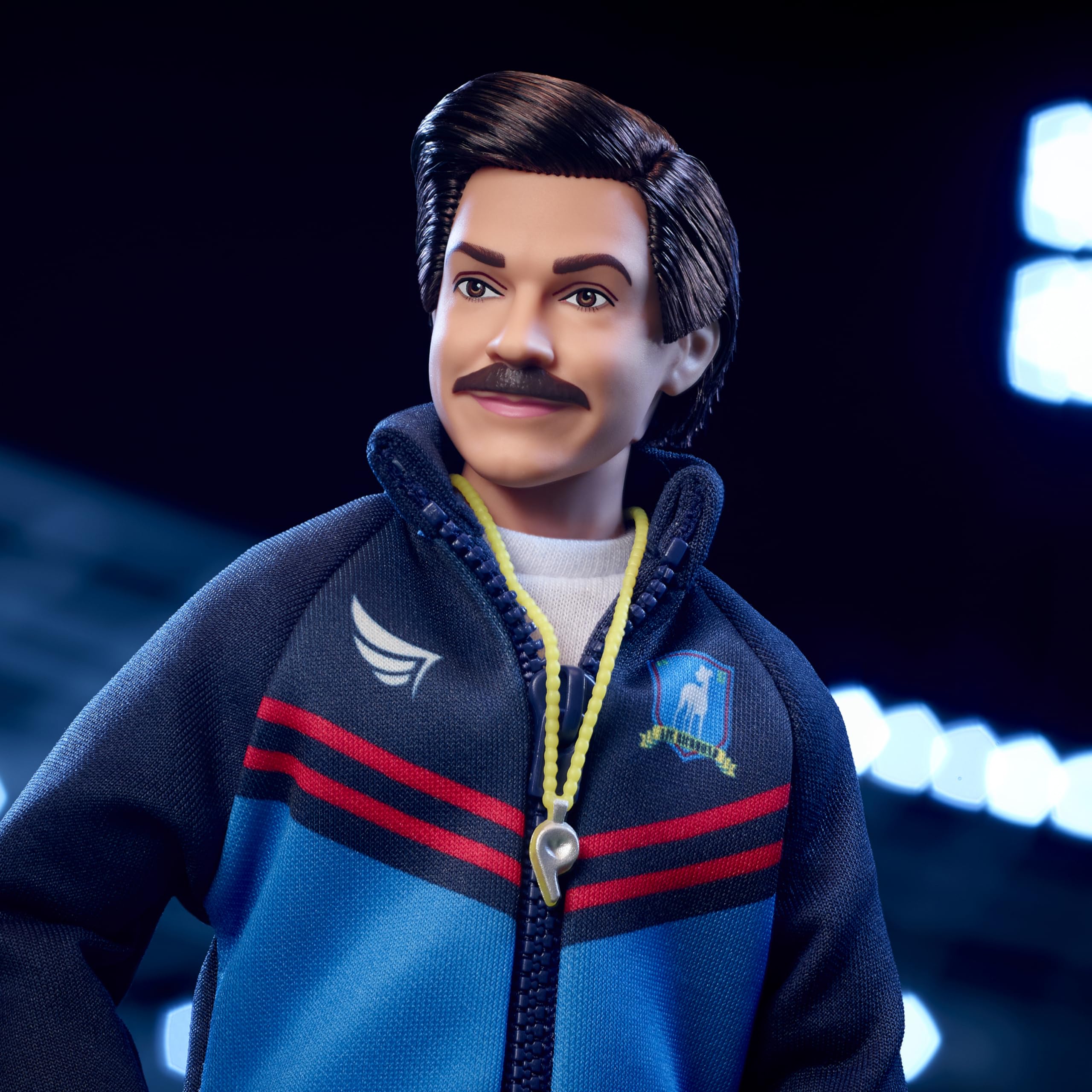 Barbie Ted Lasso coaching accessories: sunglasses, whistle, sneakers for role-play