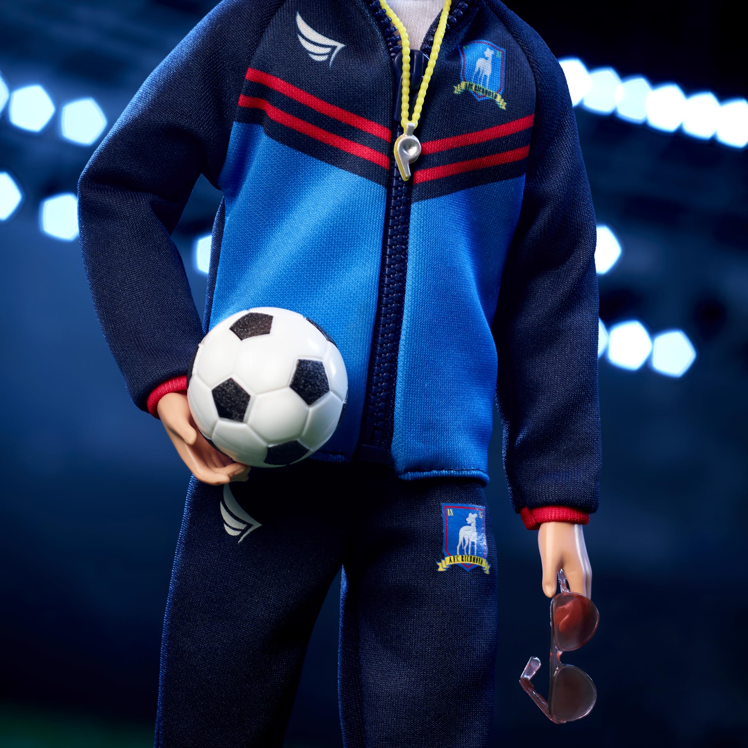 Barbie Ted Lasso soccer ball included for interactive play and display