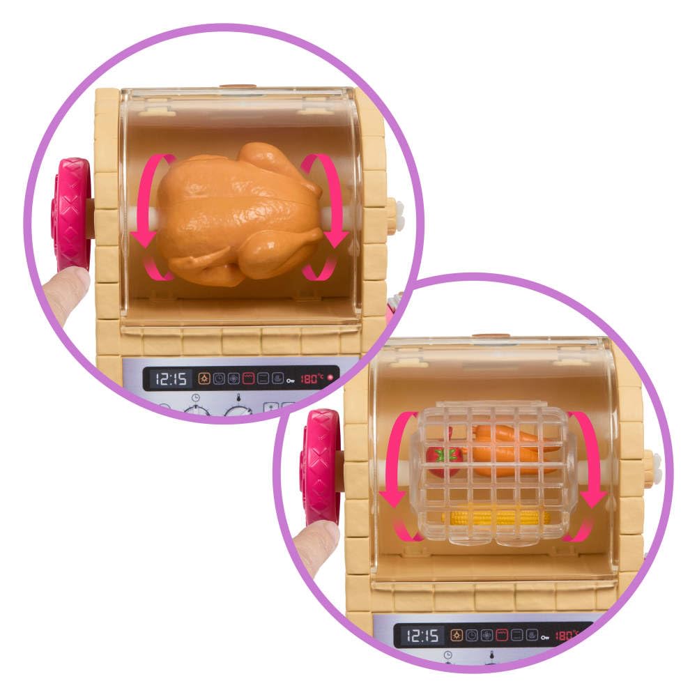 Barbie Teresa kitchen setup with stovetop and counter space for creative meals.