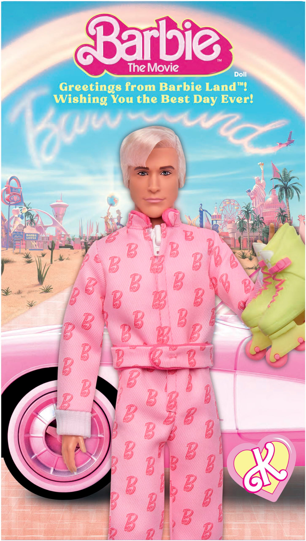 Display-ready packaging for Barbie The Movie Ken, enhancing shelf appeal.