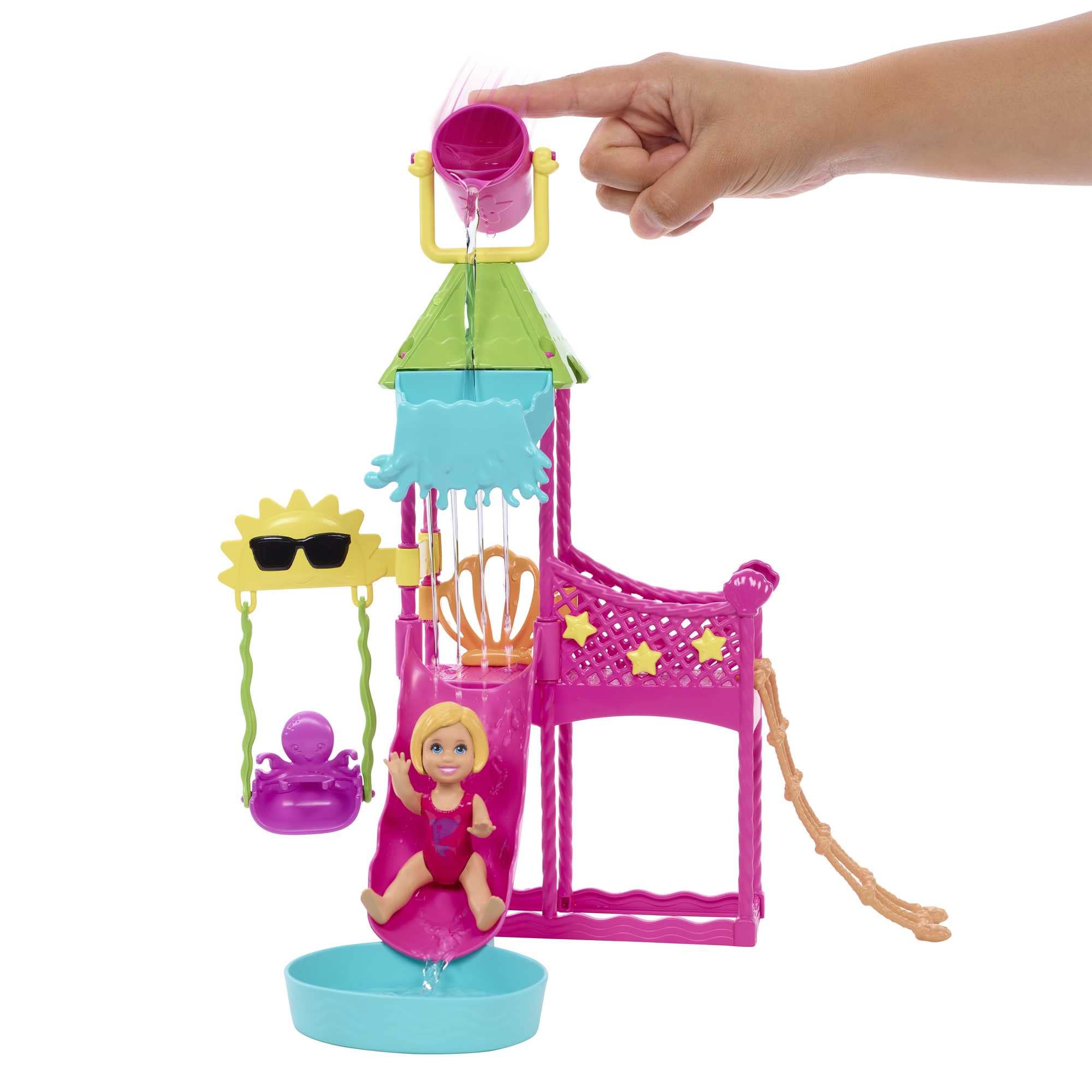 Barbie tiered water park structure enhances exciting play setups
