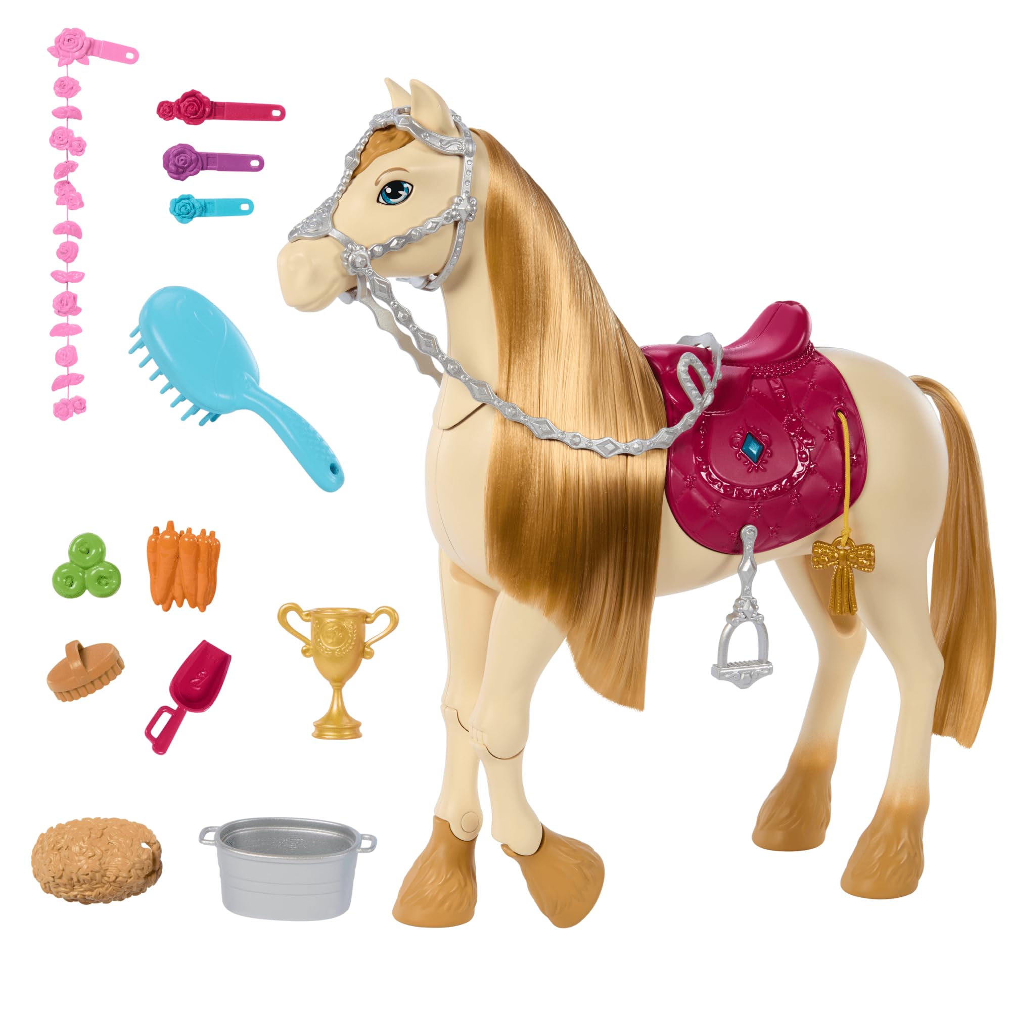 Barbie Tornado interactive horse dances on cue for lively pretend play.