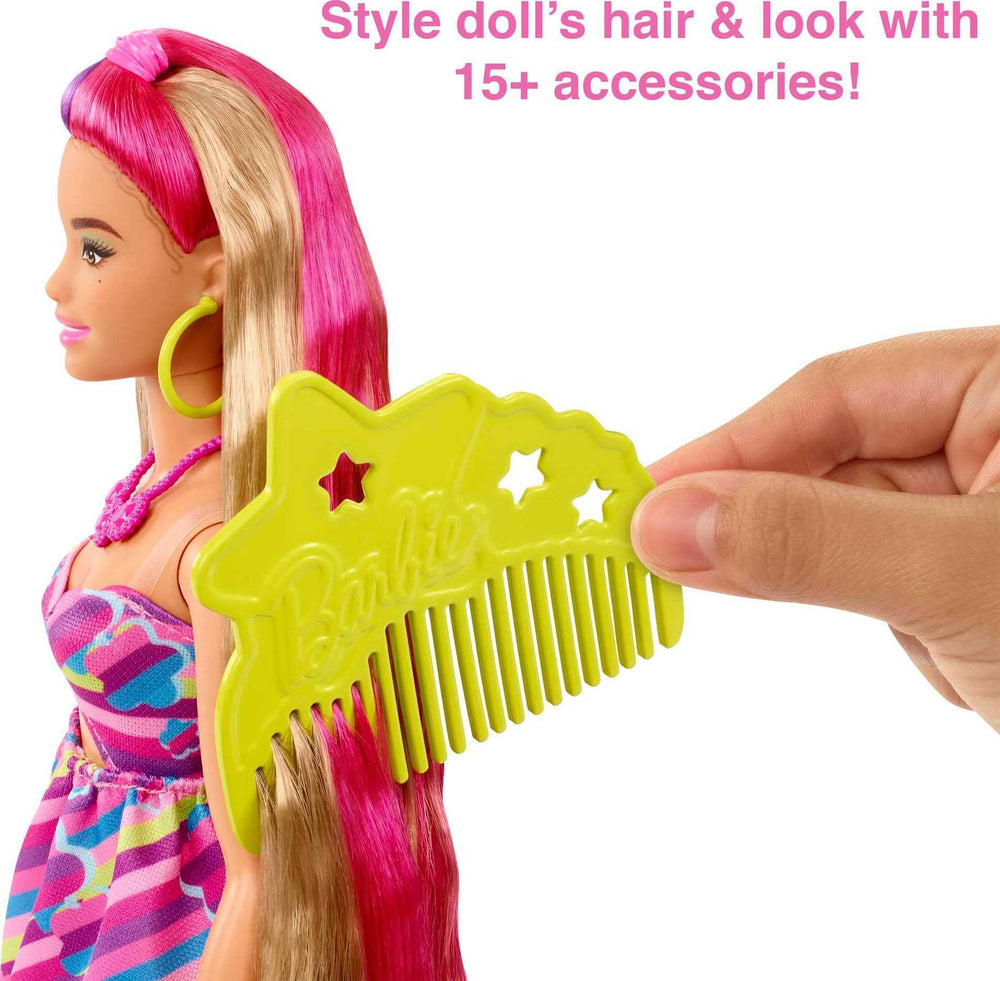 Barbie Totally Hair color-change clips offer playful color shifts during styling.