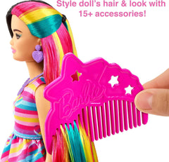 Barbie Totally Hair doll includes a comb and ties for easy styling.