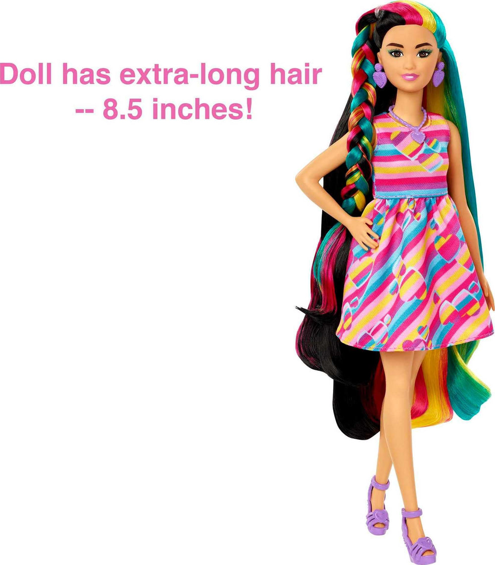 Barbie Totally Hair doll metallic blouse adds glamorous contrast to outfits.