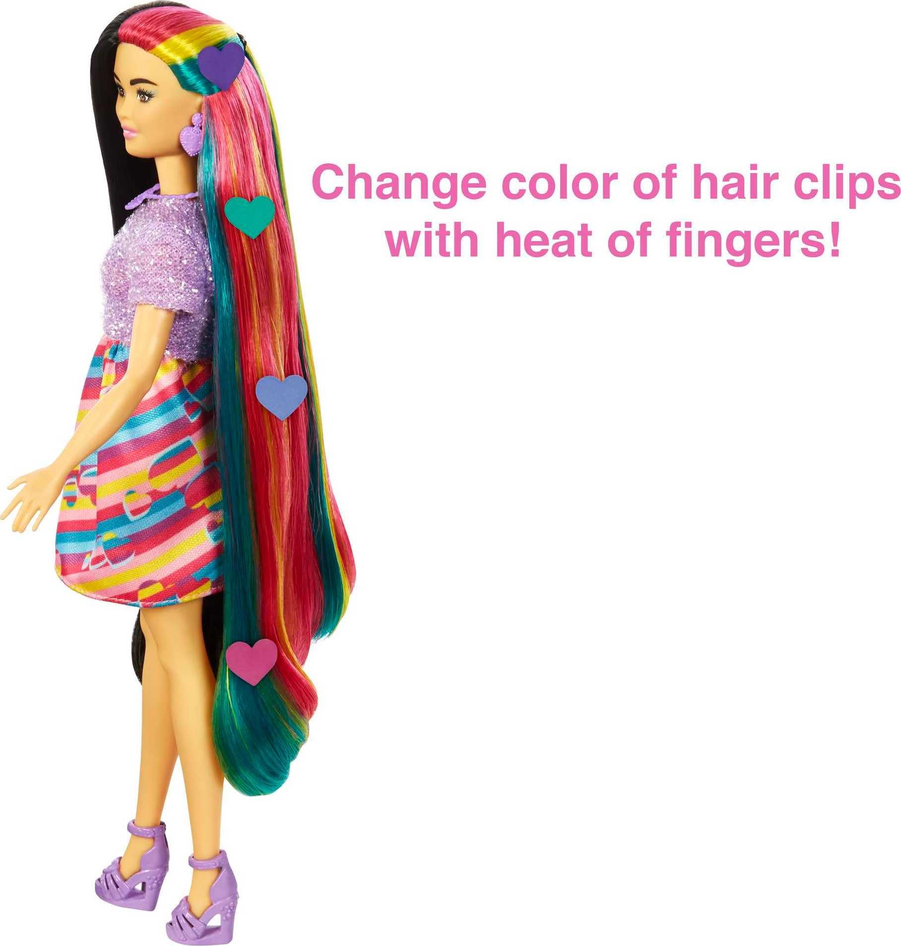 Barbie Totally Hair doll purse and sunglasses complete a fashionable look.