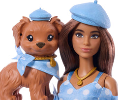 Barbie Twinning Looks blue beret and accessories complete coordinated style for creative play.