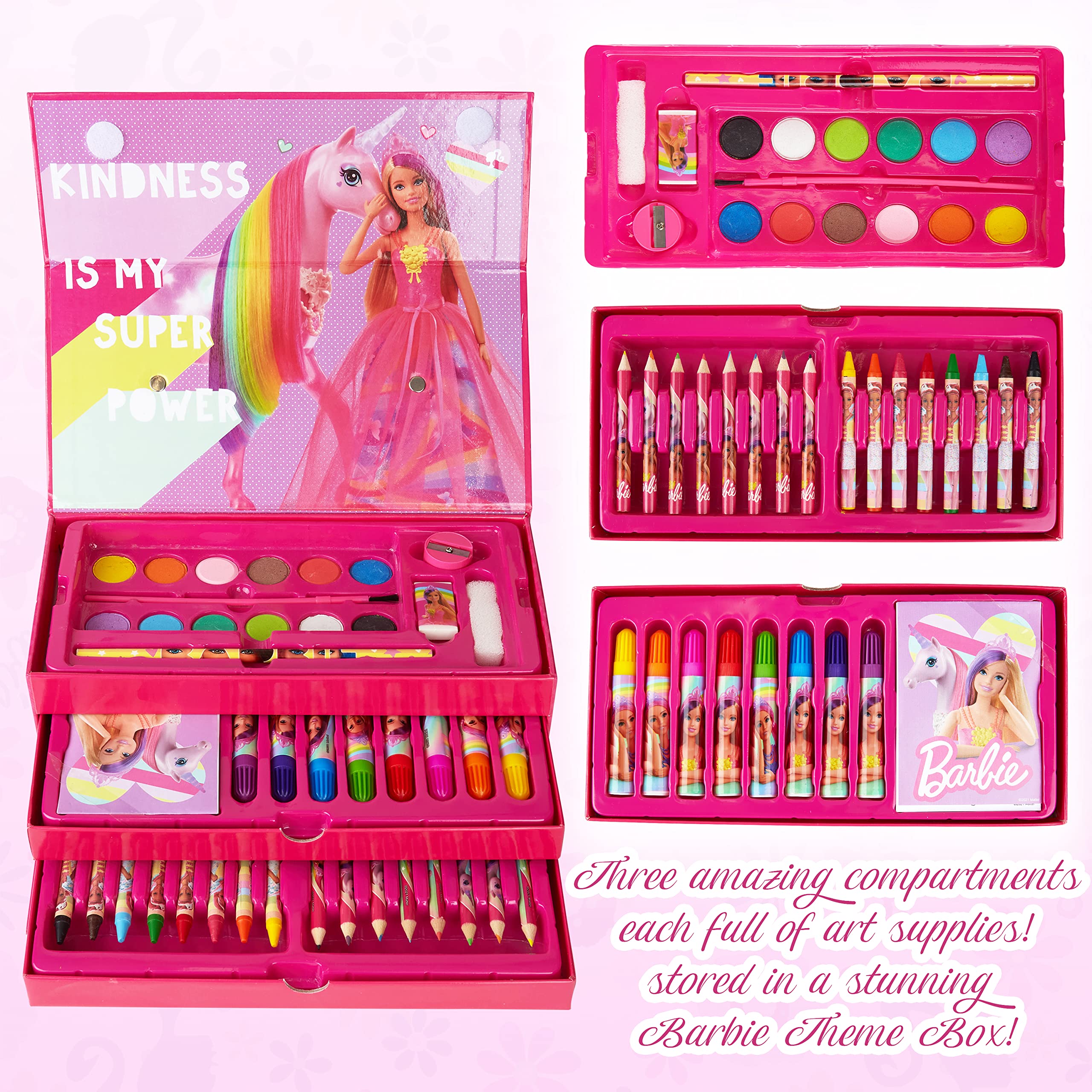 Barbie watercolor discs in 12 colours for vibrant art projects.
