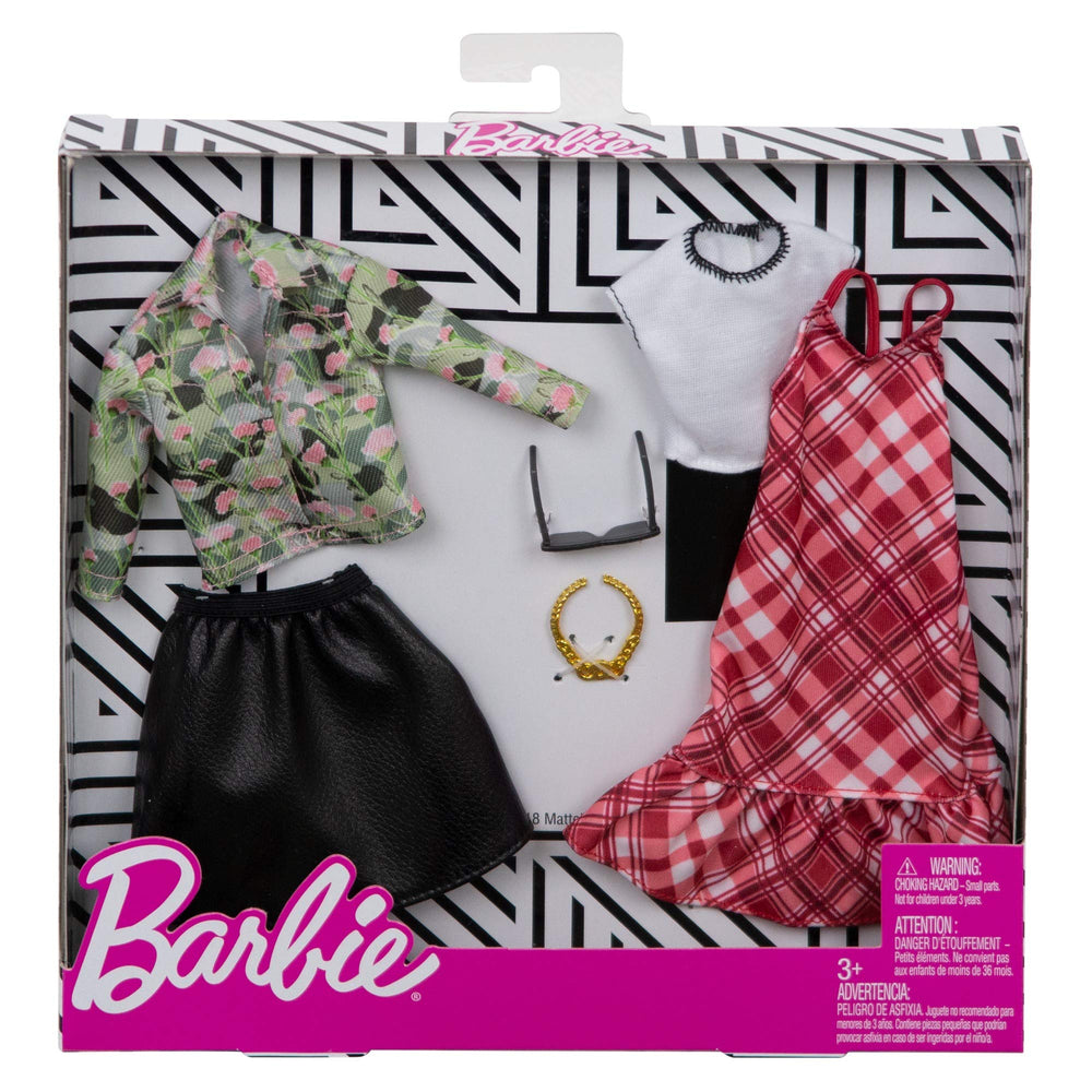 Barbie white cropped tee with black leather-like skirt for bold, versatile looks