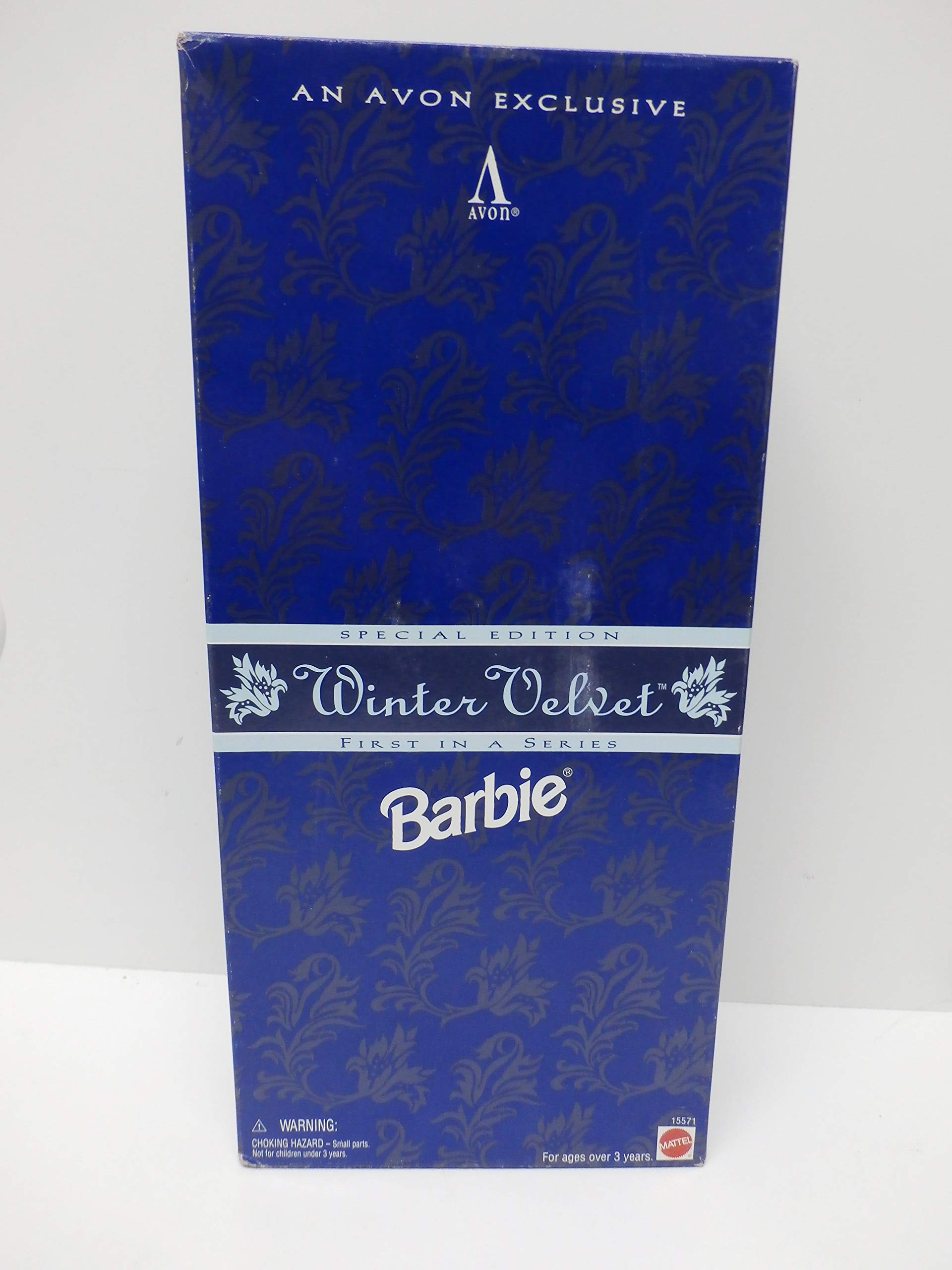 Barbie Winter Velvet doll with ring and dangle earrings, a sparkling accessory for shelves.