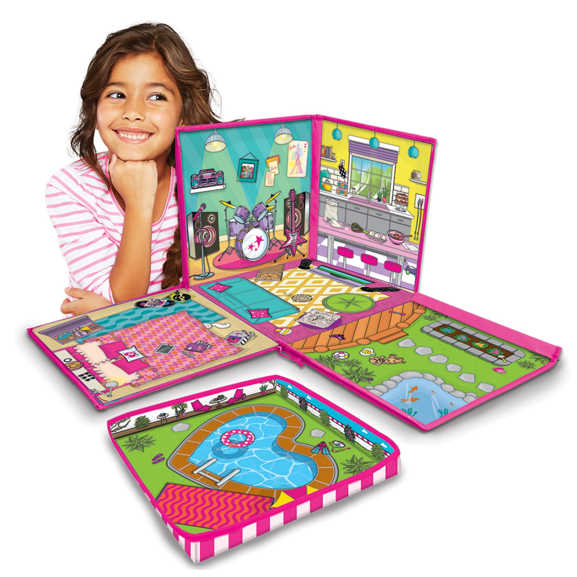 Barbie ZipBin 40 easy-clean material cleans up after busy playtimes.
