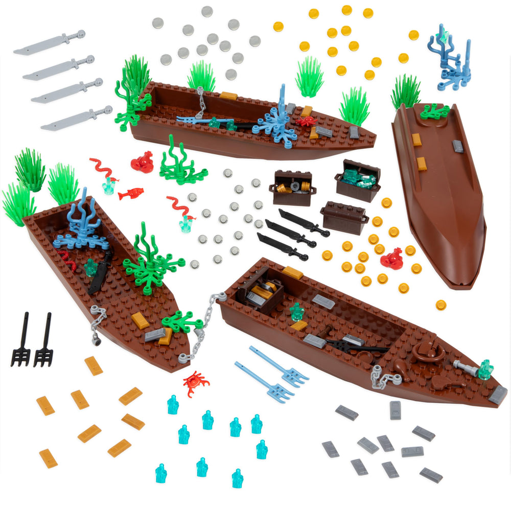 Barcaloo 194-piece pirate bricks kit laid out for imaginative play sessions
