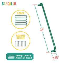 Barcaloo green metal safety handles provide secure grip for climbing and swinging