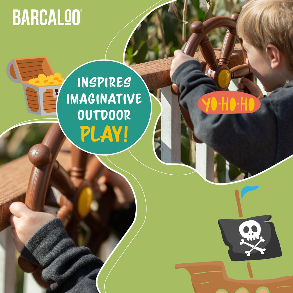 Barcaloo kids enjoy the pirate wheel during backyard play