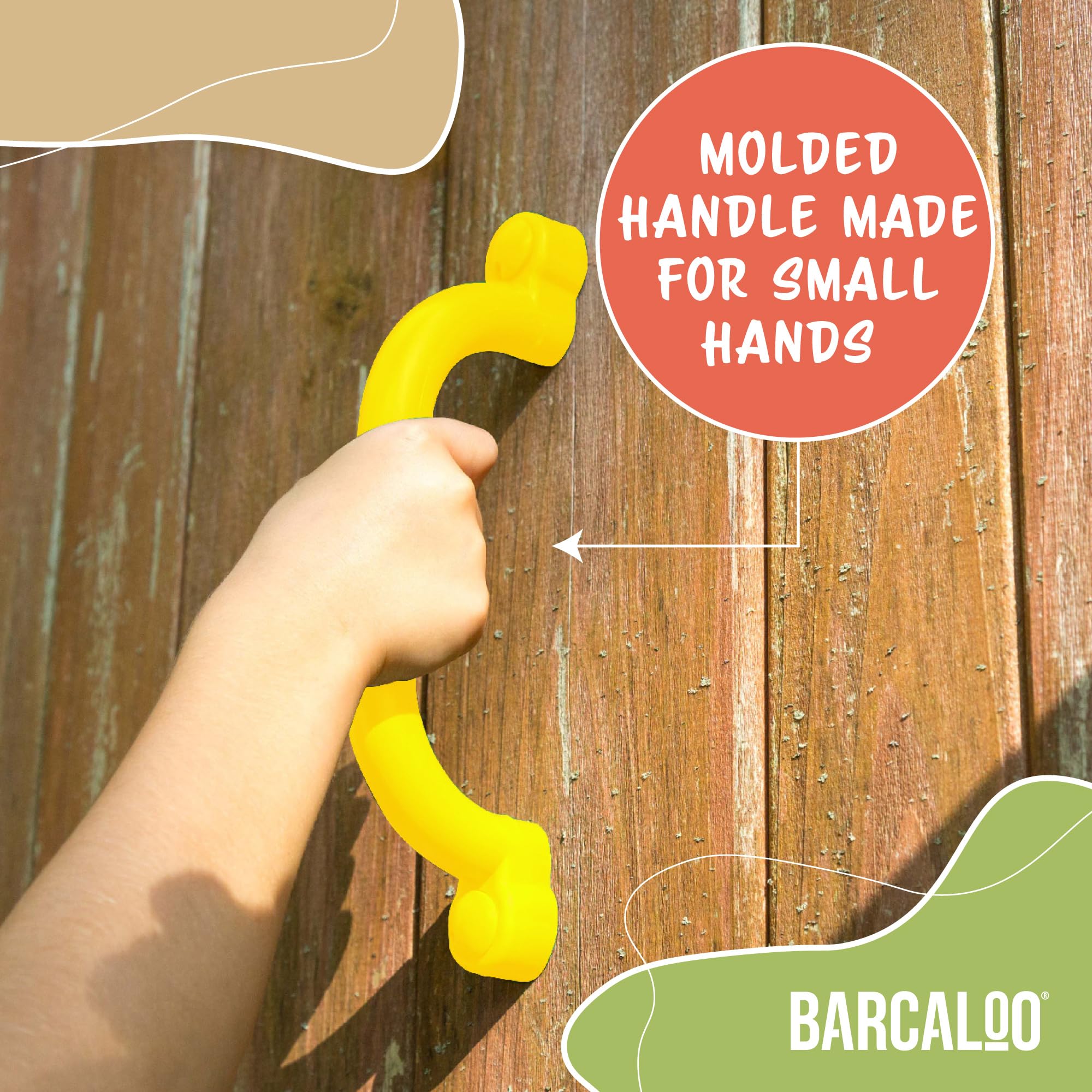 Barcaloo monkey bars safety handle yellow grip enhances grip and stability.