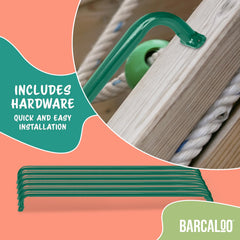 Barcaloo monkey bars and swing set attachment supports active outdoor recreation