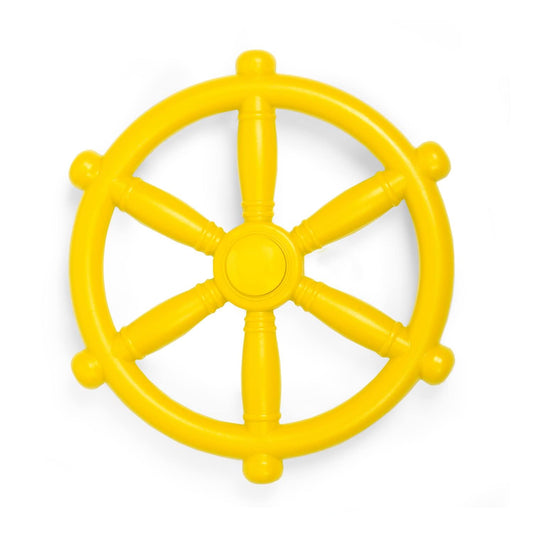 Barcaloo pirate ship steering wheel in yellow for imaginative backyard play.